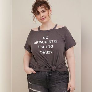 Graphic Classic Fit Triblend Cold Shoulder Top